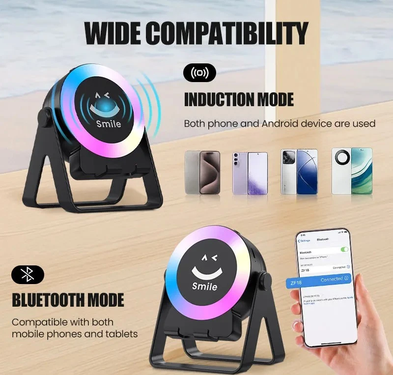 Sensor RGB Bluetooth Speaker & Multi-Surface Phone Stand 3